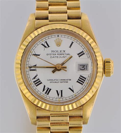 ladies 18k gold rolex datejust watch|18k gold Rolex oyster perpetual.